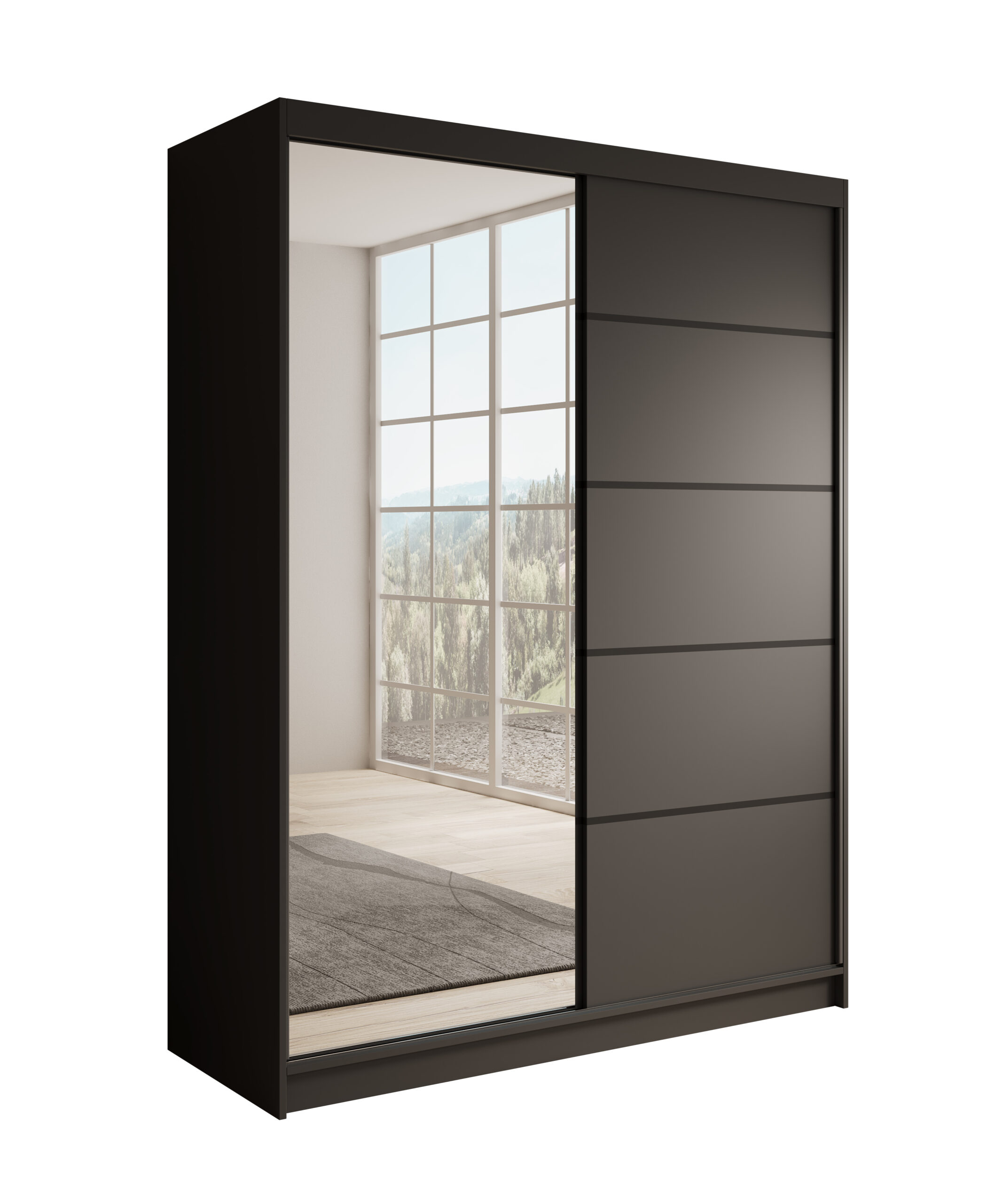 Tolóajtós gardrób Tolóajtós szekrény Cardi 150 - Fekete Tolóajtós szekrény Cardi 150