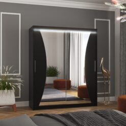 Tolóajtós szekrény tükörrel és LED világítással CHARLOTTE 180