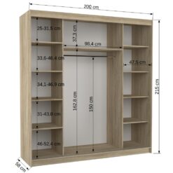 Tolóajtós gardrób Egybefüggő ajtós gardrób TERECIA 200 - Fehér