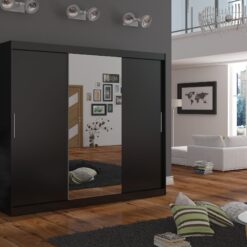 Tolóajtós gardrób Tükrös tolóajtós szekrény DENIS 250 - Fekete Fekete