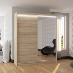 Tolóajtós szekrény tükörrel és LED világítással VIKI 180