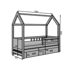 Gyermekágy Jaspis házikó ágy - Fehér