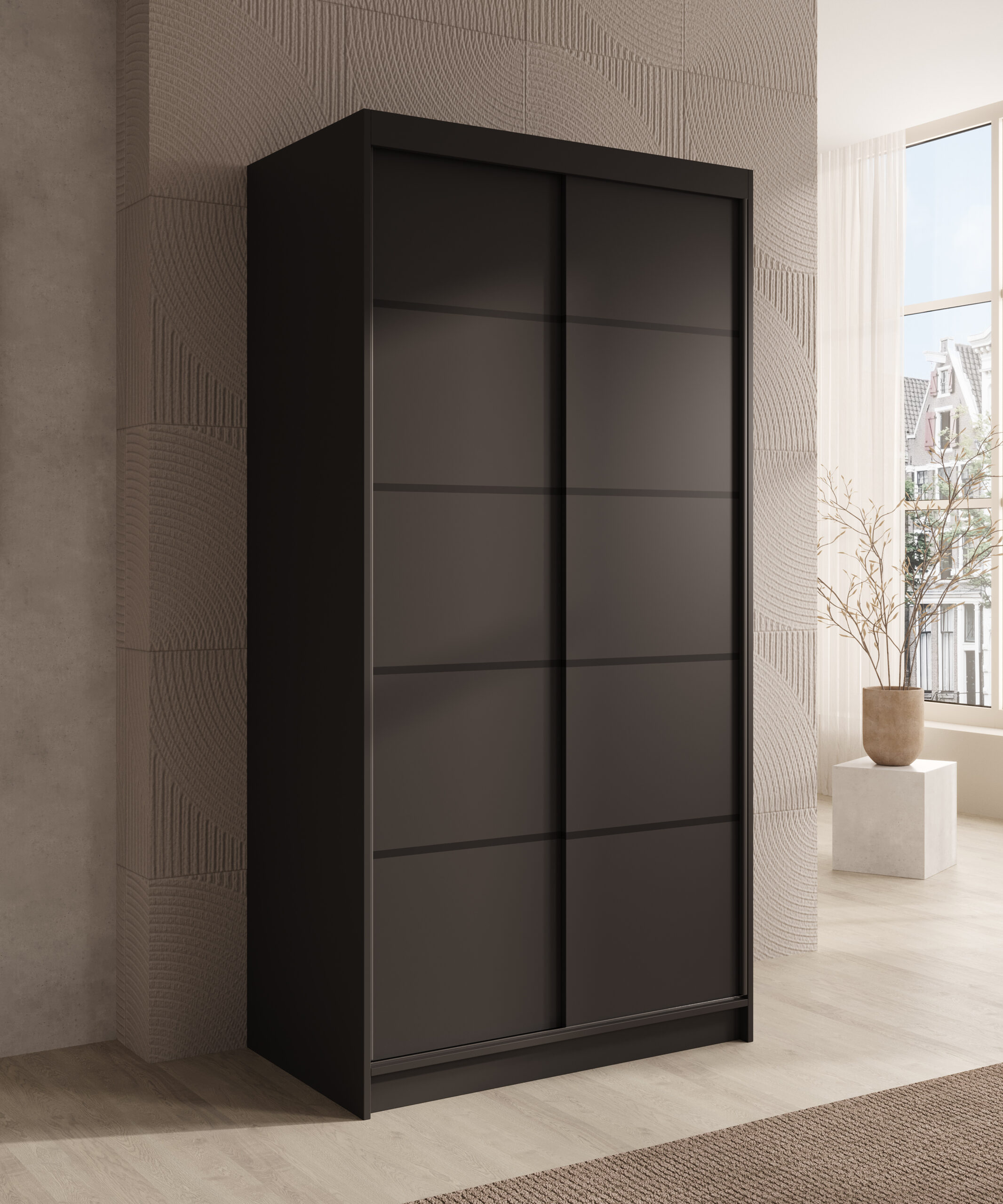 Tolóajtós gardrób Tolóajtós szekrény Verto 100 - Fekete Fekete