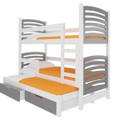 Gyerekágy Háromszemélyes emeletes ágy matracokkal SORIA - Fehér Fehér
