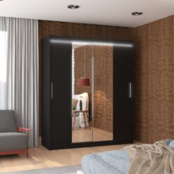 Tükörrel és LED világítással ellátott tolóajtós szekrény DALLAS 180