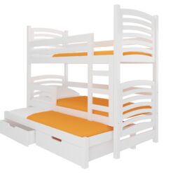 Gyerekágy Háromszemélyes emeletes ágy matracokkal SORIA - Fehér Fehér