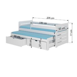 Ifjúsági ágy Dupla ágy korláttal és matracokkal TOMI 200x90 - Bükk Bükk