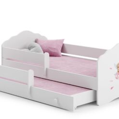 Gyerekágy Kétszemélyes ágy korláttal és matracokkal CASIMO II GIRL WITH WINGS 160x80 - Fehér Fehér