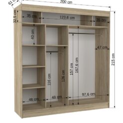 Tolóajtós gardrób Tolóajtós szekrény KAREN 200 - Sonoma