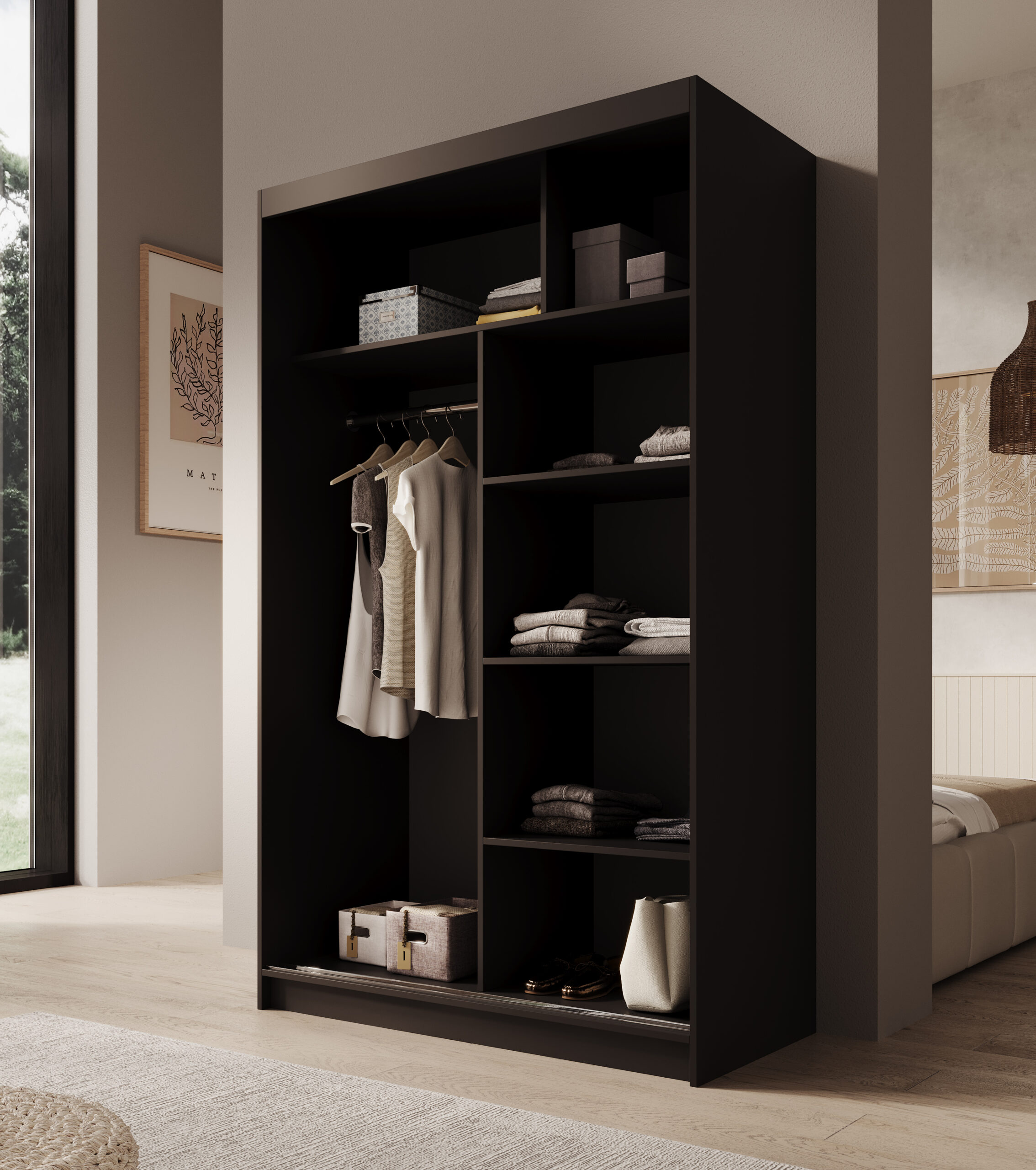 Tolóajtós gardrób Tolóajtós szekrény Castello 120 - Fekete Tolóajtós gardrób Tolóajtós szekrény Castello 120 - Fekete - Image 3