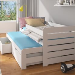 Ifjúsági ágy Dupla ágy korláttal és matracokkal TOMI 200x90 - Bükk