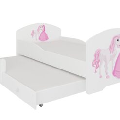 Gyerekágy Kétszemélyes ágy matracokkal PEPE II PRINCESS AND HORSE 160x80 - Fehér Fehér