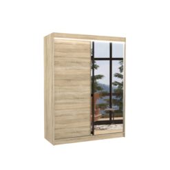 Tolóajtós gardrób Tükörrel és LED világítással ellátott tolóajtós szekrény JORDI 150 - Sonoma Sonoma