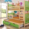 Gyerekágy Háromszemélyes emeletes ágy matracokkal SORIA - Fenyő Háromszemélyes emeletes ágy matracokkal SORIA