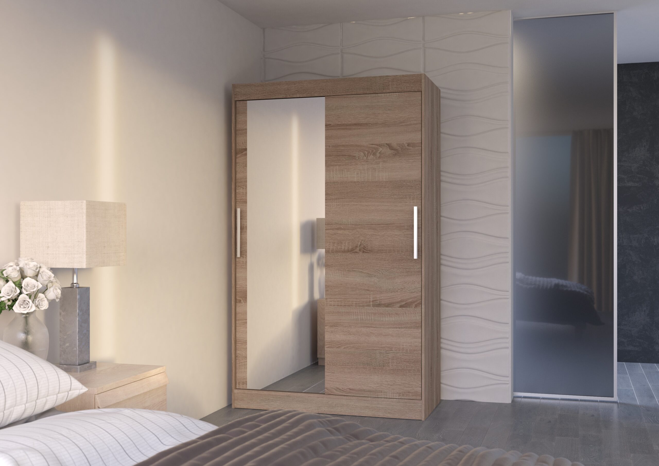 Tolóajtós gardrób Tolóajtós szekrény BARIO 120 - Trüffel Trüffel