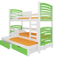Gyerekágy Háromszemélyes emeletes ágy matracokkal SORIA - Fehér Fehér