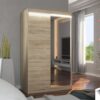 Tolóajtós gardrób Tükörrel és LED világítással ellátott tolóajtós szekrény REWENA 120 - Sonoma Tükörrel és LED világítással ellátott tolóajtós szekrény REWENA 120