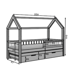 Gyermekágy Artes II házikó ágy - Szürke