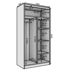 Tolóajtós gardrób Tolóajtós szekrény Laurencja 100 - Fehér