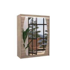 Tolóajtós gardrób Tükörrel és LED világítással ellátott tolóajtós szekrény ALEN 150 - Trüffel Trüffel