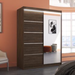 Tükörrel és LED világítással ellátott tolóajtós szekrény LIMBO 150