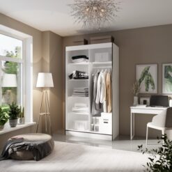 Tolóajtós gardrób Tolóajtós szekrény tükrökkel OSGAR 120 - Fehér Fehér