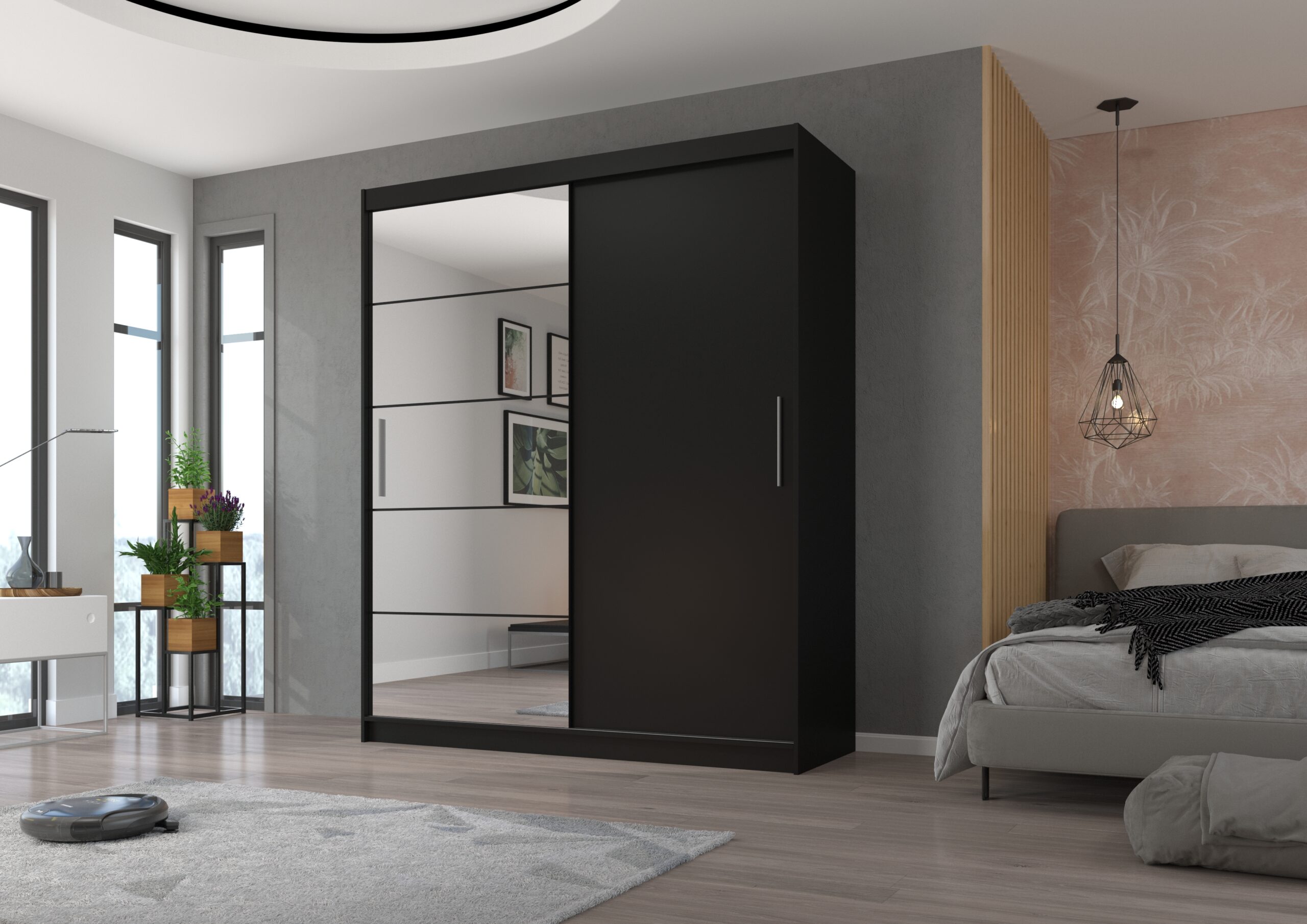 Tolóajtós gardrób Tolóajtós szekrény tükörrel ESTI 180 - Fehér Tolóajtós szekrény tükörrel ESTI 180