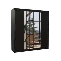 Tolóajtós gardrób Tükrös tolóajtós szekrény PERQS 200 - Fekete Fekete