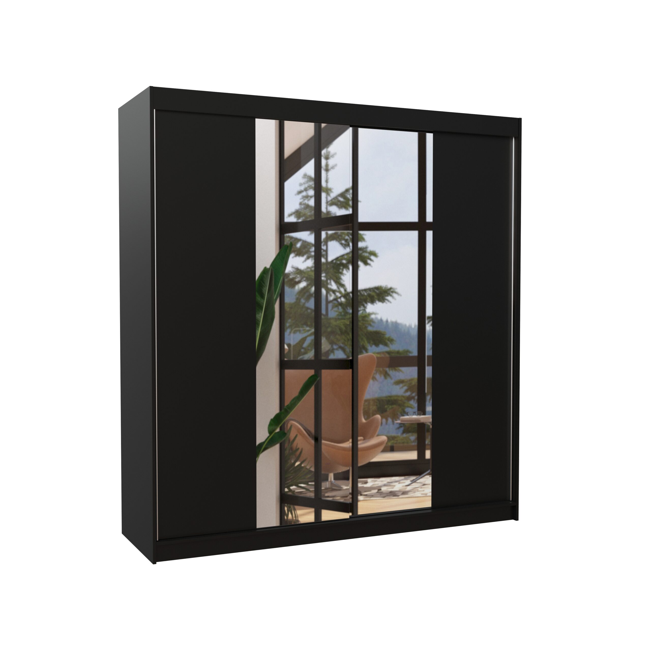 Tolóajtós gardrób Tükrös tolóajtós szekrény PERQS 200 - Fekete Fekete