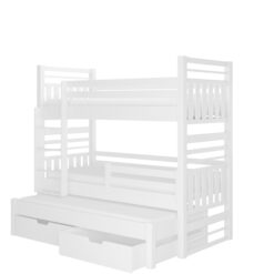 Emeletes ágy Háromszintes emeletes ágy matraccal HIPPO 180x80 - Fehér Fehér