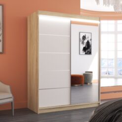 Tükörrel és LED világítással ellátott tolóajtós szekrény LIMBO 150