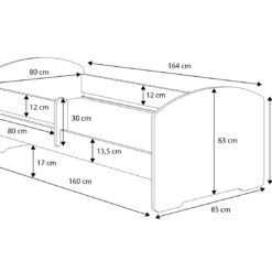 Gyerekágy Ágy matraccal és korláttal PEPE GIRL WITH WINGS 160x80 - Fehér