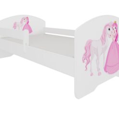 Gyerekágy Ágy matraccal és korláttal PEPE PRINCESS AND HORSE 160x80 - Fehér Fehér