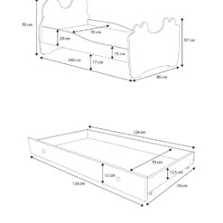 Gyerekágy Ágy matraccal és fiókkal BEAR BLACK 140x70 - Fekete