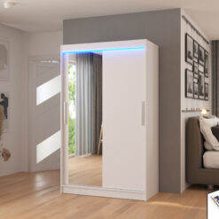 Tükörrel és LED világítással ellátott tolóajtós szekrény BARIO 120