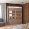 Tolóajtós gardrób Tükörrel és LED világítással ellátott tolóajtós szekrény TOLEDO 180 - Trüffel Tükörrel és LED világítással ellátott tolóajtós szekrény TOLEDO 180