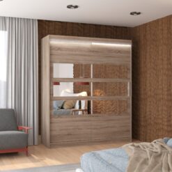 Tükörrel és LED világítással ellátott tolóajtós szekrény TOLEDO 180