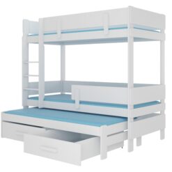 Emeletes ágy Háromszemélyes emeletes ágy matracokkal ETAPO 200x90 - Fehér Fehér