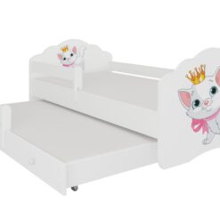 Gyerekágy Kétszemélyes ágy korláttal és matracokkal CASIMO II CAT 160x80 - Fehér Fehér
