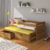 Ifjúsági ágy Dupla ágy korláttal és matracokkal TOMI 180x80 - Tölgyfa Dupla ágy korláttal és matracokkal TOMI 180x80