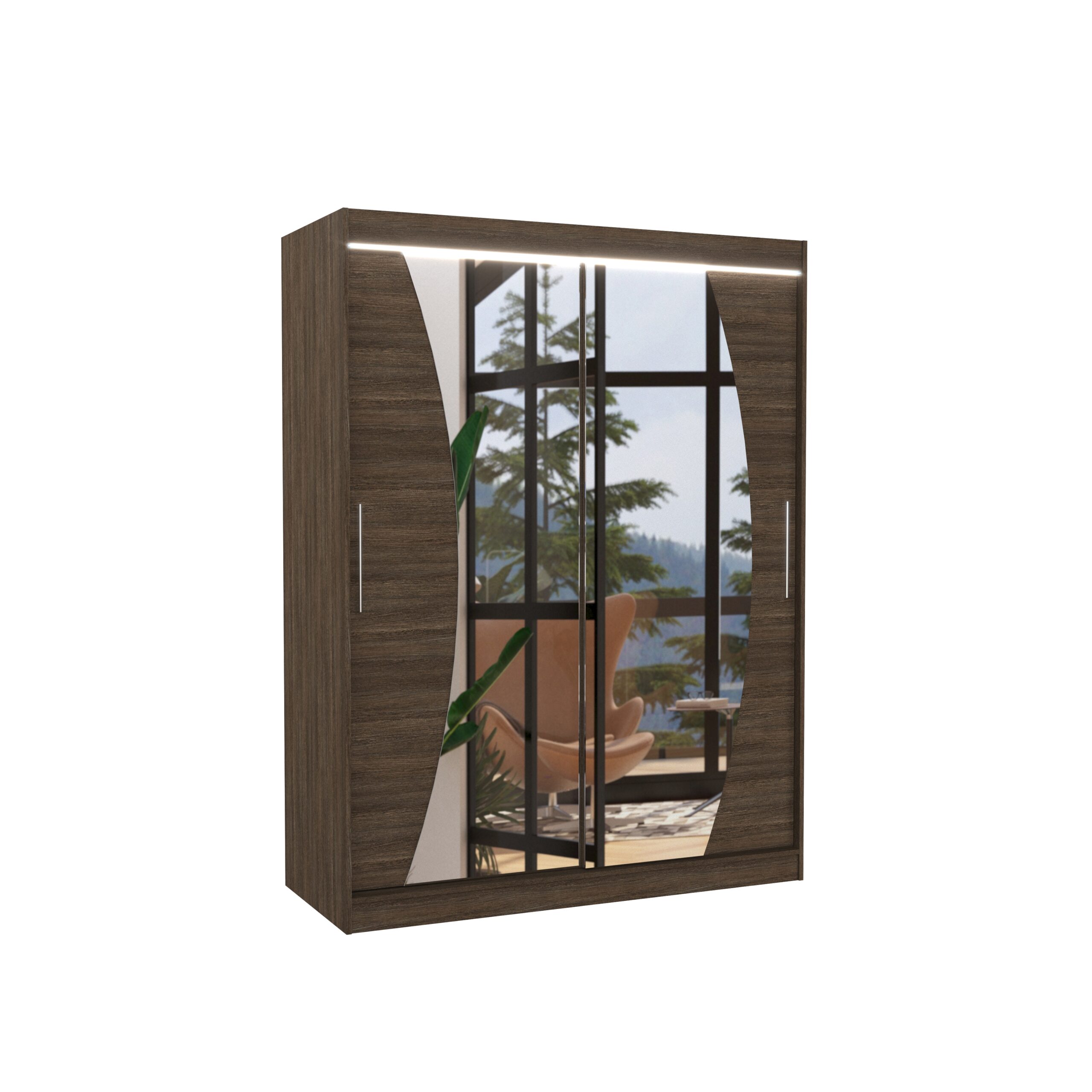 Tolóajtós gardrób Tükörrel és LED világítással ellátott tolóajtós szekrény MODESTO 150 - Csoki Csoki