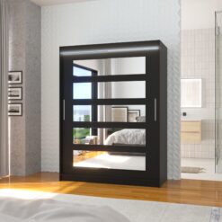 Tükörrel és LED világítással ellátott tolóajtós szekrény MURANI 150