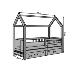 Gyermekágy Jaspis házikó ágy matraccal - Fehér