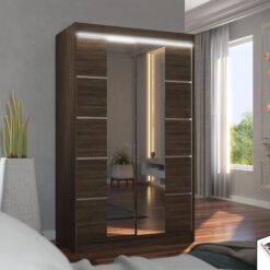 Tükörrel és LED világítással ellátott tolóajtós szekrény GENUA 120