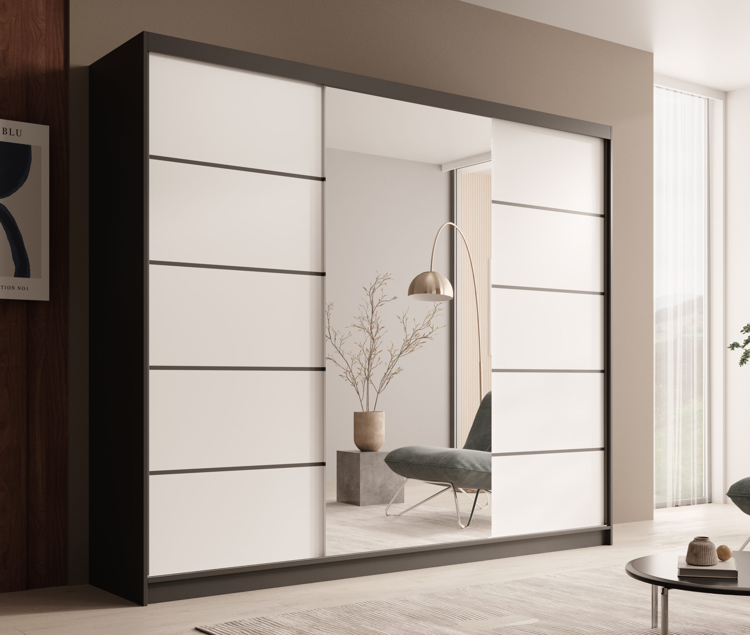 Tolóajtós gardrób Tolóajtós szekrény Etna 250 - Fekete Fekete