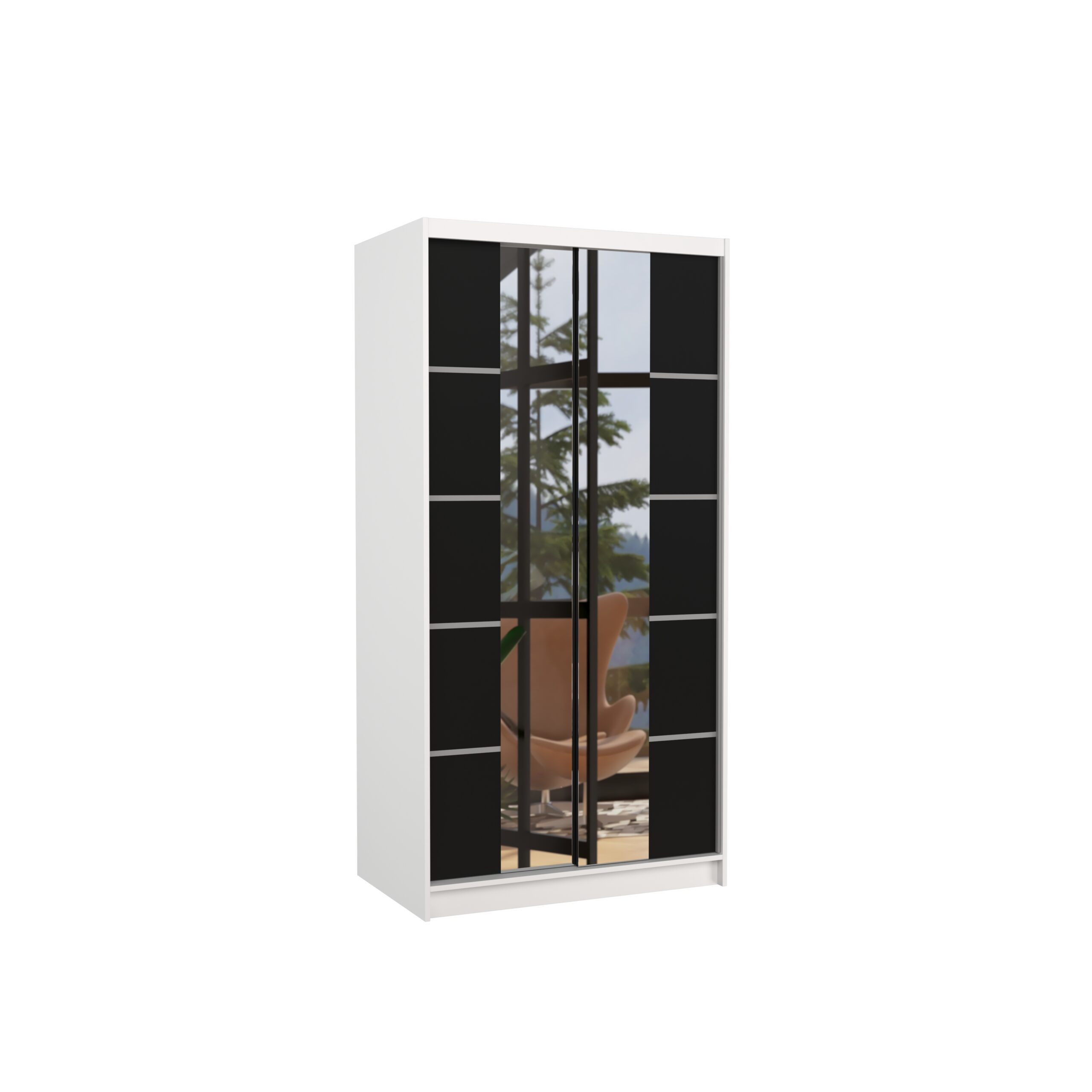 Tolóajtós gardrób Biztonsági tükrös tolóajtós szekrény KSAWER 100 - Fehér Fehér