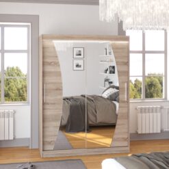 Tükörrel és LED világítással ellátott tolóajtós szekrény MODESTO 150