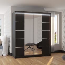 Tolóajtós szekrény tükörrel és LED világítással TRAVES 180