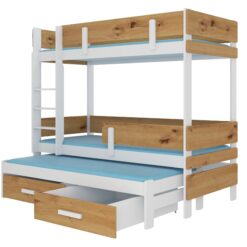 Emeletes ágy Háromágyas emeletes ágy matraccal ETAPO 180x80 - Fehér Fehér