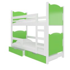 Gyerekágy Kétszemélyes emeletes ágy matracokkal MARABA - Fehér Fehér